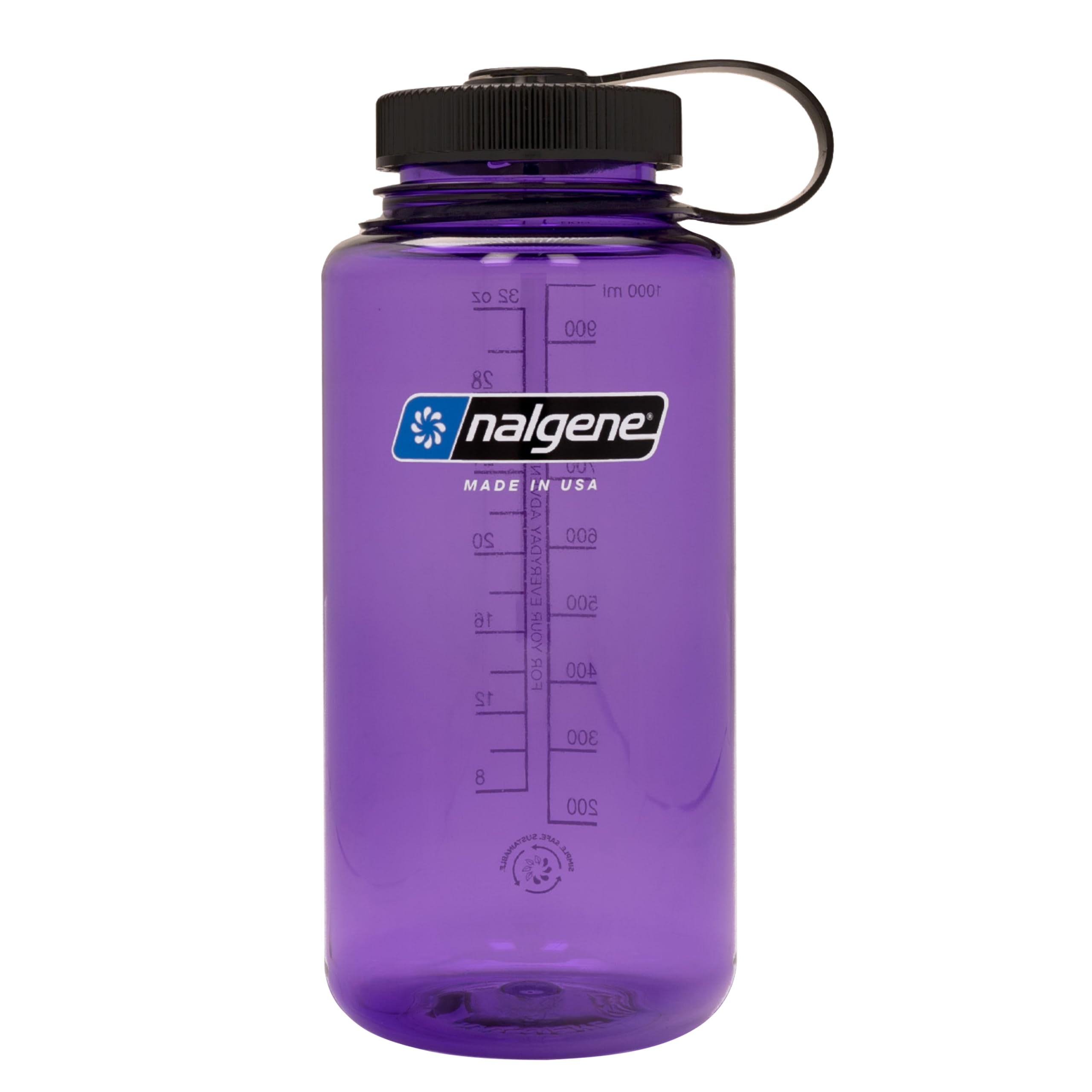 Nalgene Sustain Tritan Bpa-Free Water Bottle Made With Material Derived From 50% Plastic Waste, 32 Oz, Wide Mouth, Purple